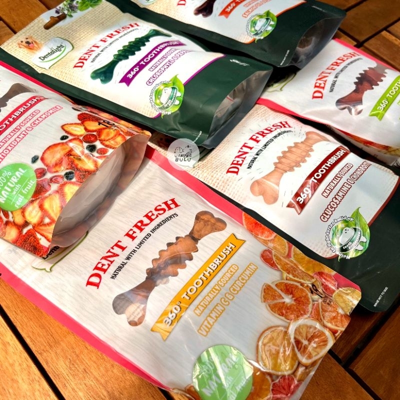 Dent Fresh 360° Toothbrush | Snack Anjing Import | Cemilan Anjing Daging dan Susu | Snack Taming Tre