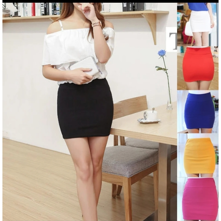 Rok Mini Span Rok Korean stayle Rok Pendek Terbaru Hitam Polos Rok Span Pendek Scuba