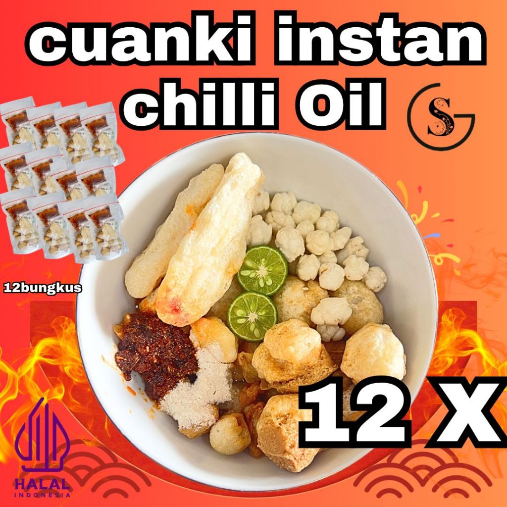 

[CHILLI OIL] 12 Bungkus Cuanki Instan Chilli Oil Paket Usaha Hotpot Instan Food Kaldu