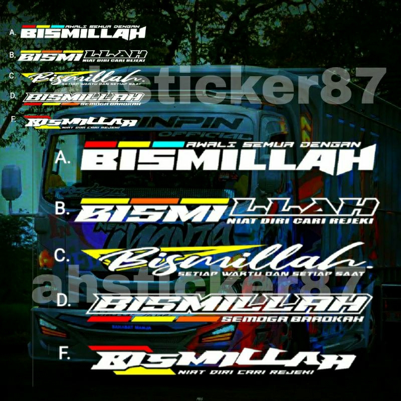 Stiker Cutting  Bismillah Stiker Kaca Depan Truk Pickup Carry L300 Stiker Mobil Termurah