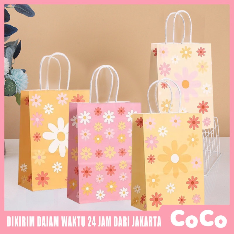 

Paperbag Paper Bag Goodie Bag Tas Kado Hadiah Pesta Ulang Tahun Motif Daisy Bunga Matahari