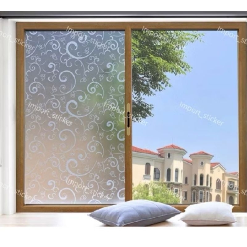 stiker kaca motif batik putih