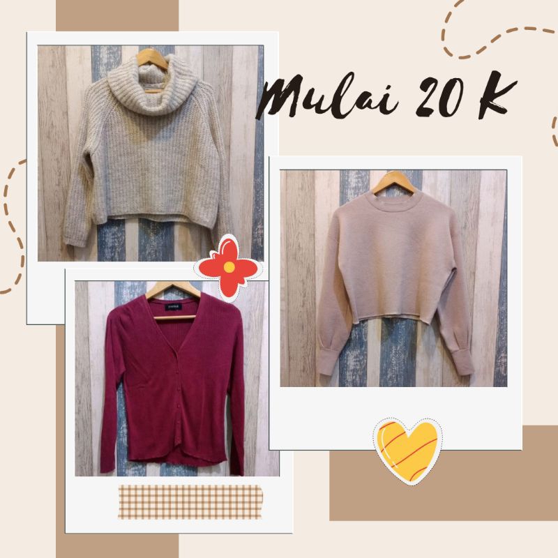 Preloved mulai 20K  rajut / kutub / crop / turtle neck CEWEK brand - De Palma