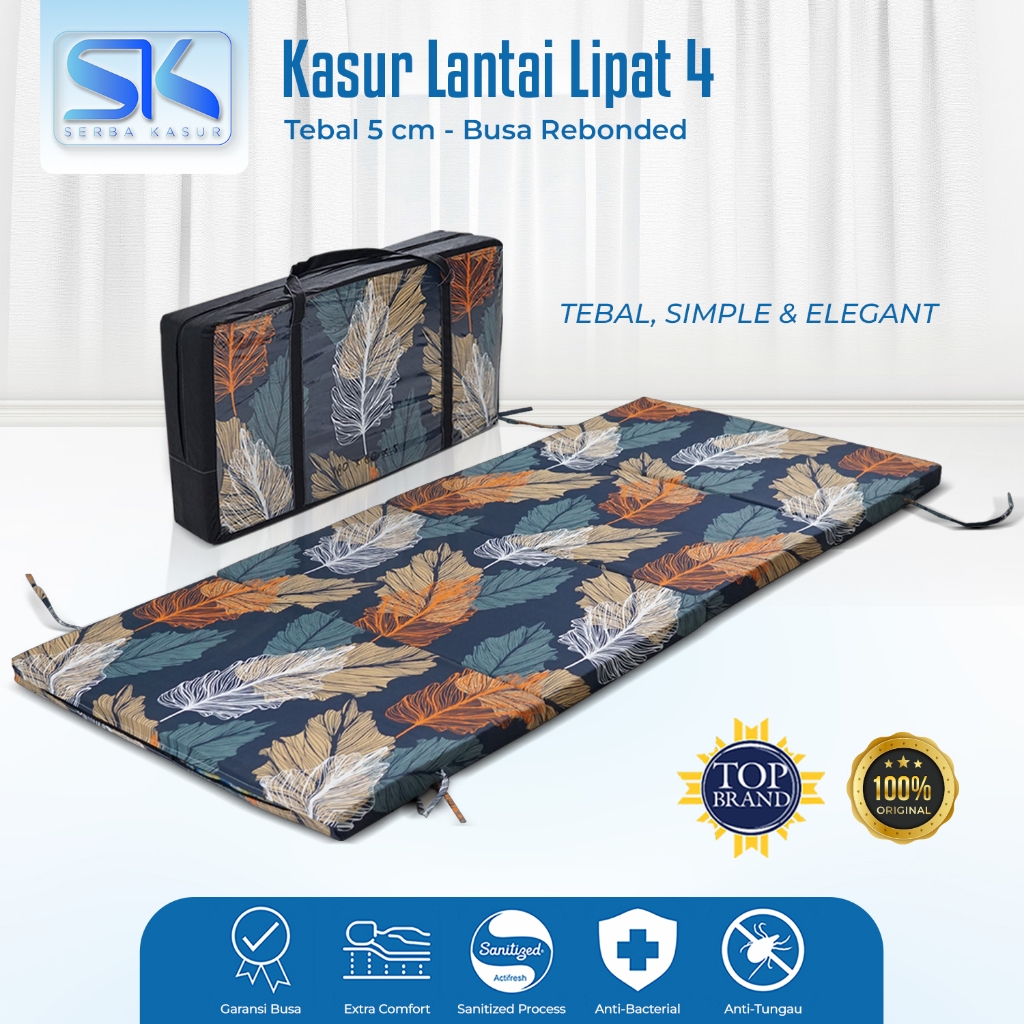 SERBA KASUR - Kasur Lantai Lipat 4 Travel Tebal 5 cm Busa Rebonded Gratis Tas dan Bantal
