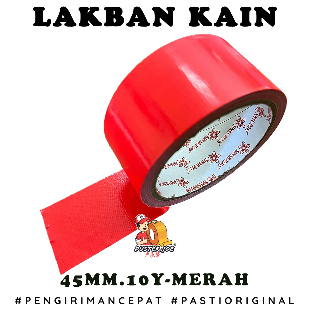 

Lakban Kain Merah 2 inch 45mm 10 Yard Sinar Ross Cloth Merah PER 1 ROL