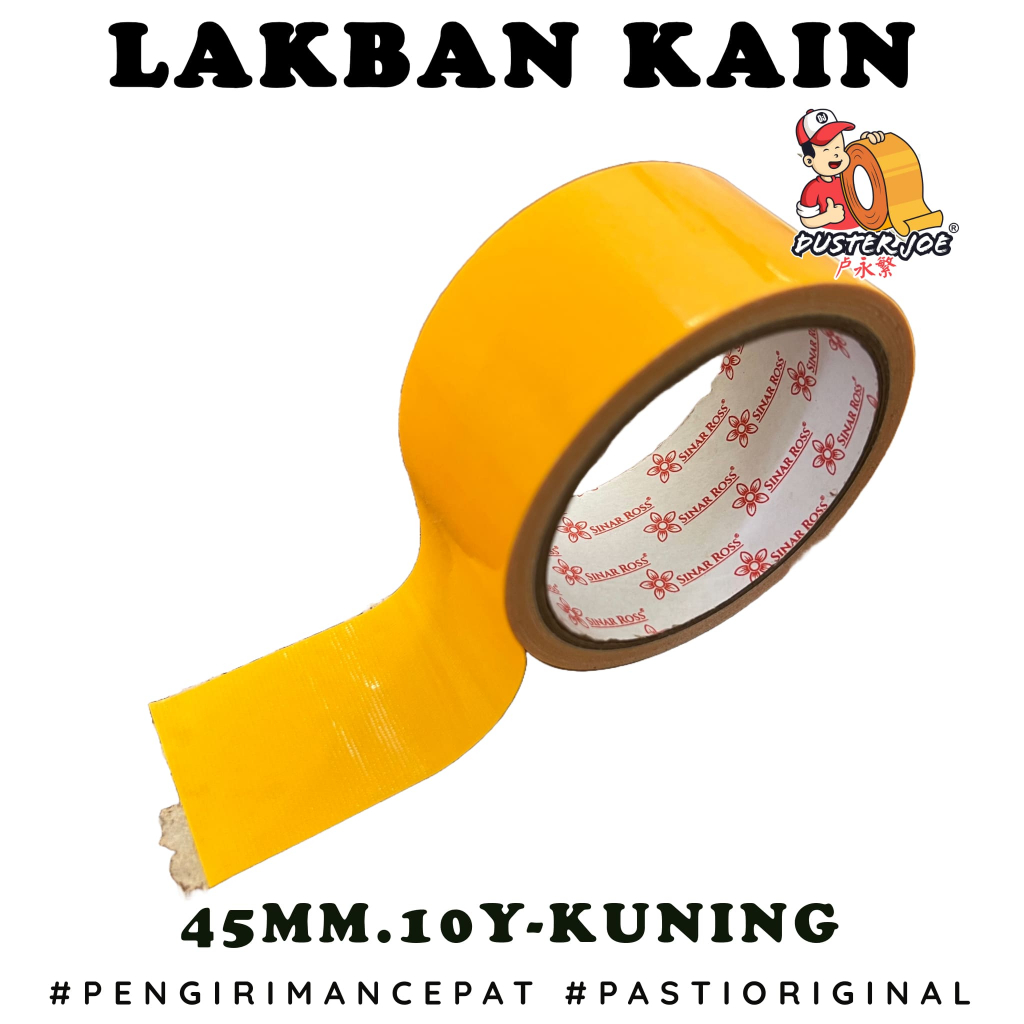 

Lakban Kain KUNING 2 inch 45mm 10 Yard Sinar Ross Cloth KUNING YELLOW PER 1 ROL