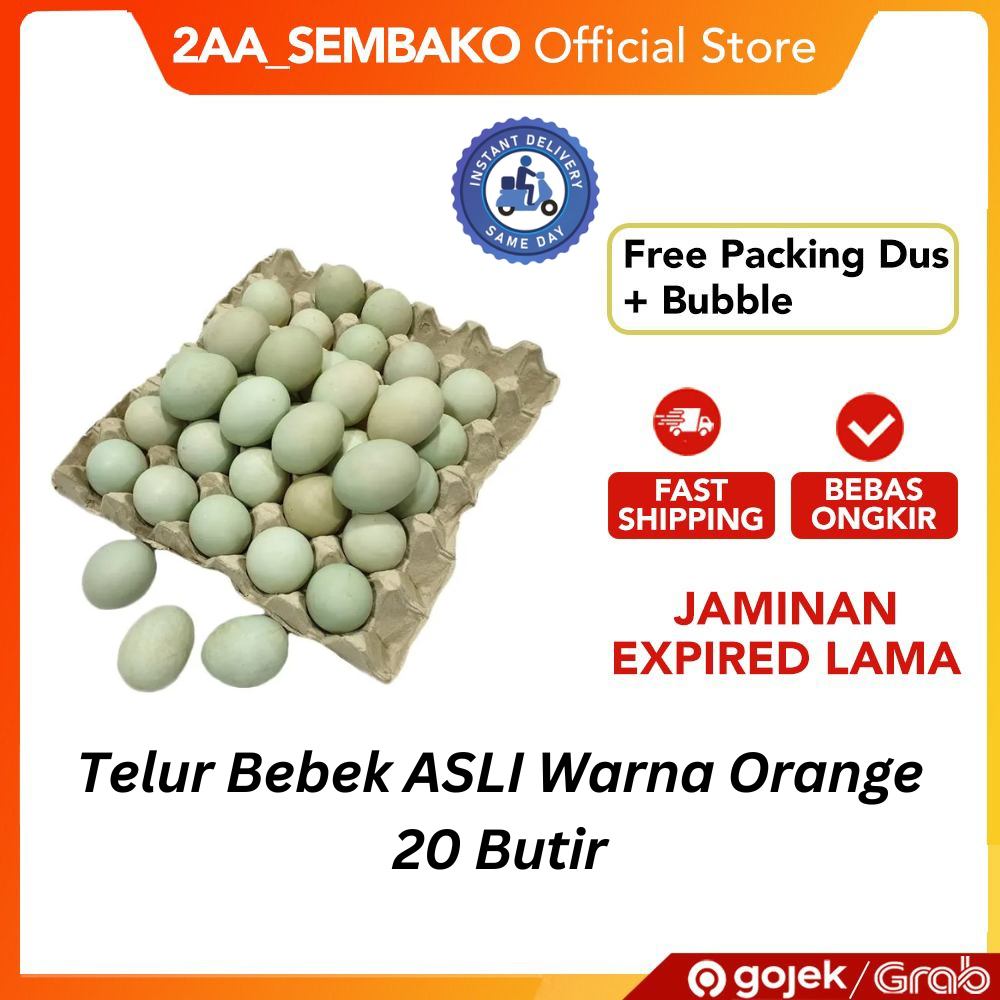 

Telur Bebek ASLI Warna Orange 20 Butir [Hanya Pengiriman Instant dan Sameday]