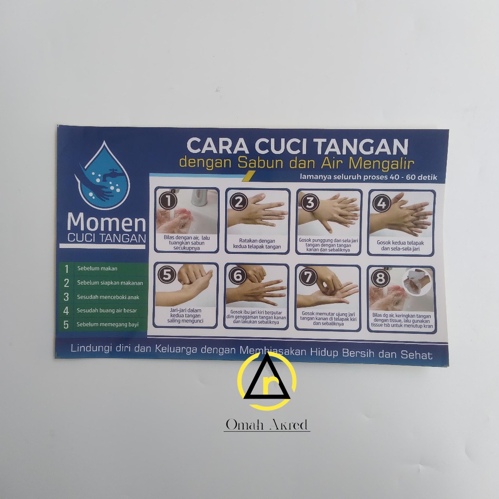 

Stiker 5 Momen Cuci Tangan Rumah Tangga - Cara Cuci Tangan Yang Benar - CTPS