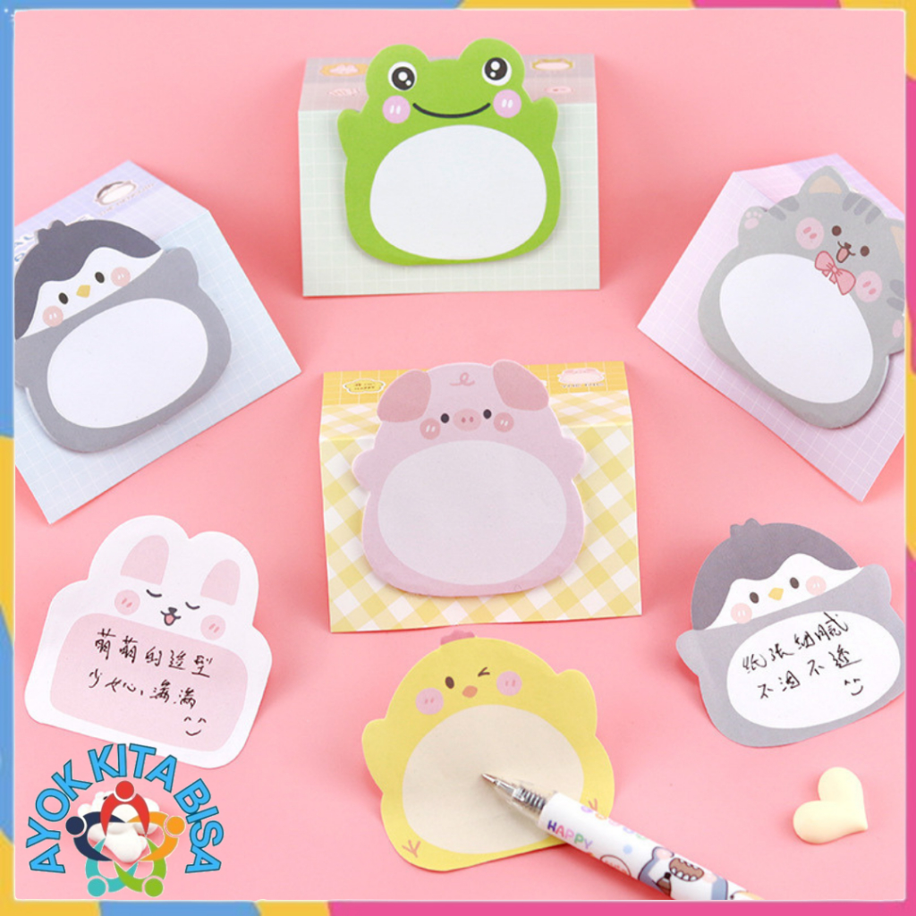 

AKB Sticky Notes Motif Hewan Tempelan Kertas Catatan Memo Note Karakter Binatang Binatang Mini Book Karakter Animal Lucu