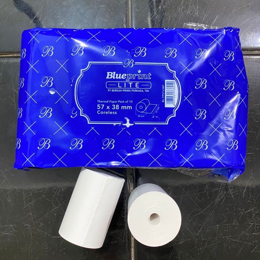

Paper Thermal Kertas Struk 57x38 mm Blueprint Coreless isi 10 Roll