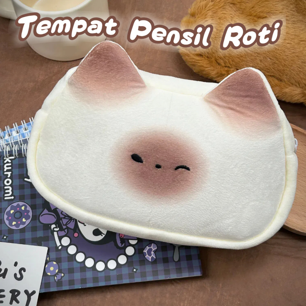 

[Ready]Kotak Pensil Terbakar Roti Kucing Lucu Tempat pensil Pencil Case Karakter Roti