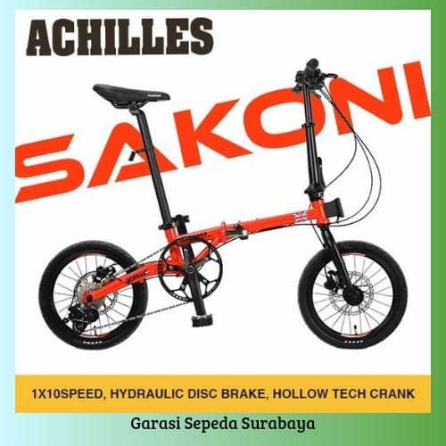 SEPEDA LIPAT SAKONI ACHILLES GREAT BRITAIN 16 INCH 10 SP HYDRAULIC ORI BERKUALLITAS