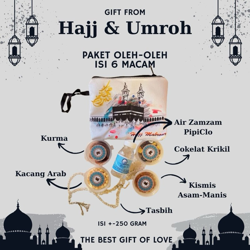 

PAKET OLEH OLEH HAJJ ISI 6 MACAM 250gr + TASBIH