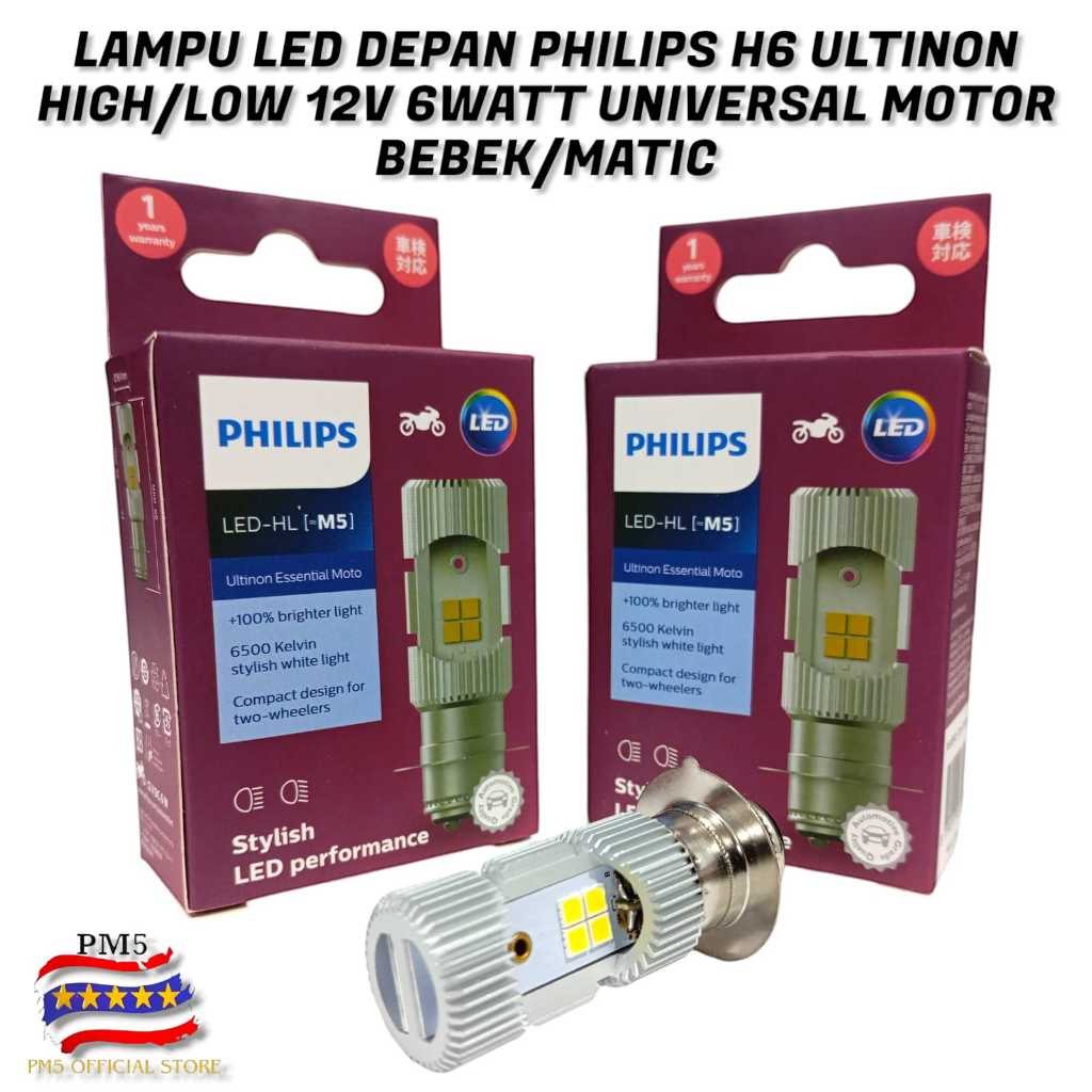 LAMPU DEPAN LAMPU UTAMA HEADLAMP LED PHILIPS H6 HL-M5 HI/LOW UNIVERSAL SEMUA MOTOR