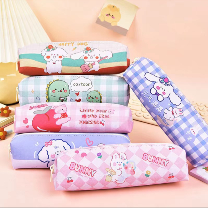

SIMPLE CARTOON PENCIL CASE Tempat Pensil Sleting Bahan Kain