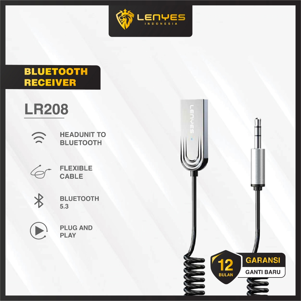 LENYES LR208 Bluetooth Receiver Aux 3.5mm Wireless Adapter 5.3 Alat Bluetooth Salon Speaker Audio Mo