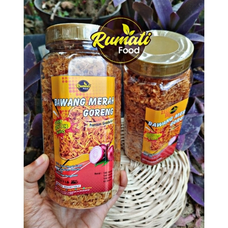 

BAWANG GORENG PREMIUM GRADE A++ TANPA TEPUNG BY RUMATI FOOD 180g