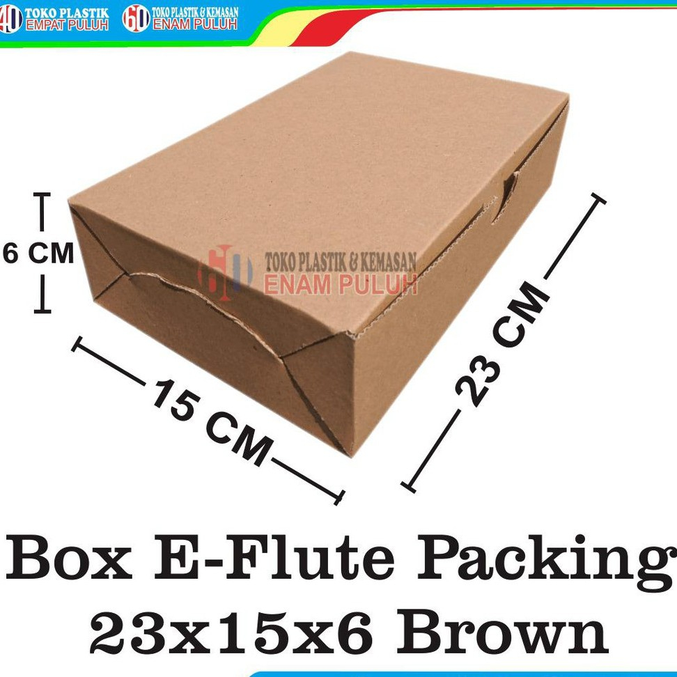 

Kotak kardus tebal box e flute corrugated brown packing isi 10 pcs 23x15x6 coklat polos hampers