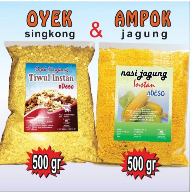 

Oyek Singkong 500 gram/Ampok Jagung 500 gram.(Khas Kota Gaplek/INSTAN)