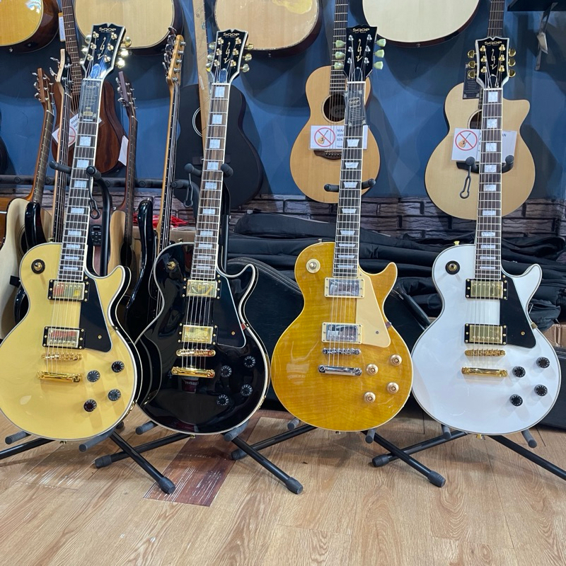 Gitar SQOE SELP 300 Les Paul Black beauy Gold Hardware