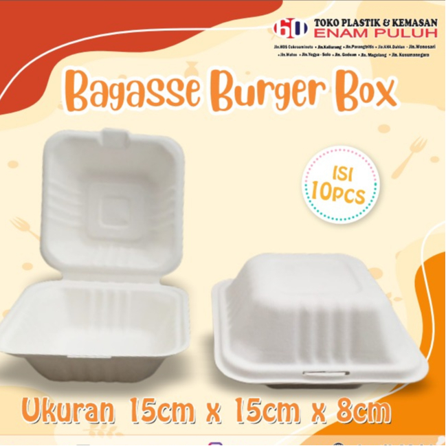 Bagasse Burger Box / Biofoam Burger Box / Korean Bento Cake Eco friendly Cake Box Packaging Kemasan 