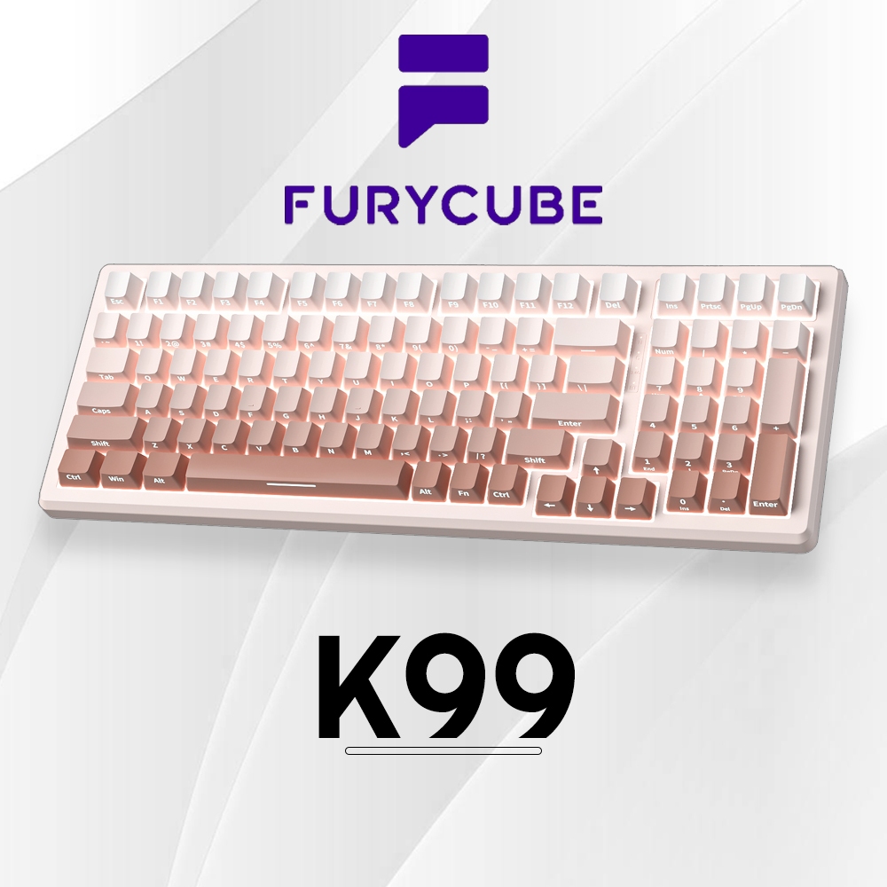 FURYCUBE K99 Pink Gradient Side Engraving Mechanical Gaming Keyboard White Light Wired Keyboard