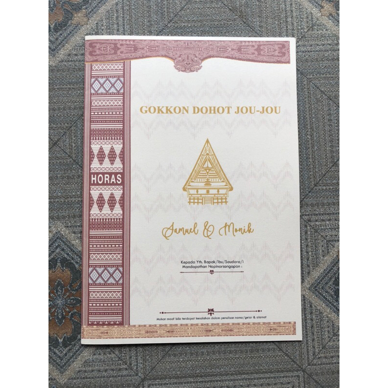 Undangan adat batak 6 halaman uk 17x24, gratis tambah foto, murah, proses cepat, paranak parboru
