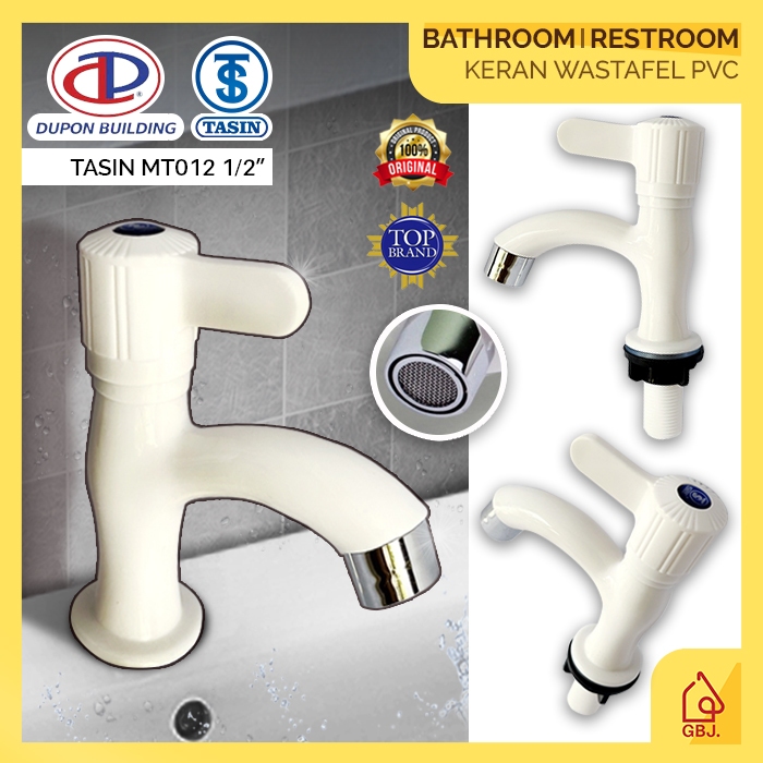 KERAN WASTAFEL DUPON TASIN PLASTIK PVC PUTIH MT012 1/2" / KRAN AIR WASTAFEL PLASTIK MURAH / BASIN FA