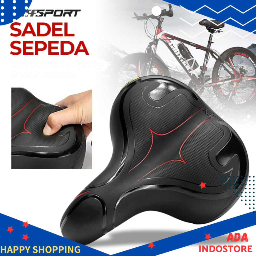 Sadel Sepeda Comfortable Bike Spring Shock Dengan Stiker Reflektif - Variasi Black