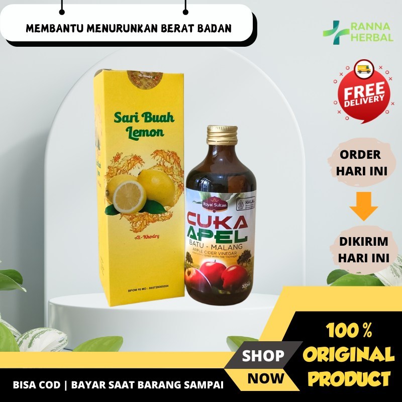 Paket Bundling Diet Sehat - Sari Buah Lemon 500 ML Al Khodry dan Cuka Apel Royal Sultan 320 ML Asli