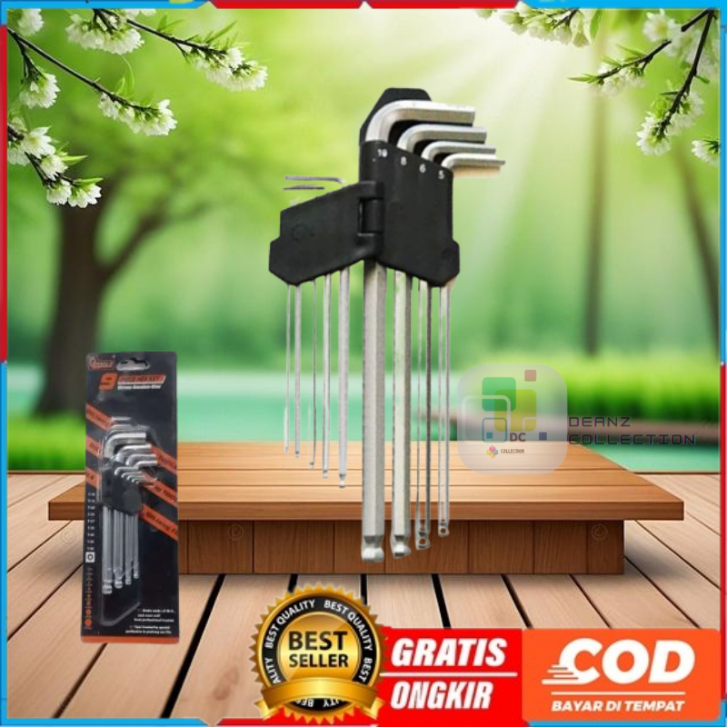 Kunci L Panjang 9 Piece Tork Set Kunci L Hexagonal Kunci L Hex Key Set Tool Box