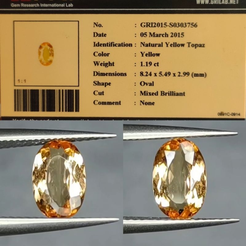 NATURAL YELLOW TOPAZ NTE GRI LAWAS'ANT