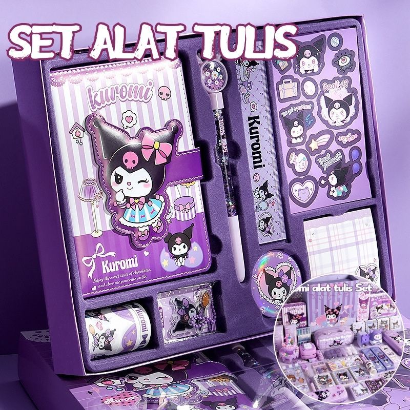 

Promo [COD] 75pcs Kuromi Mewah Alat Tulis Set / Sanrio 9 IN 1 Gift box Alat Tulis Set Kotak Hadiah
