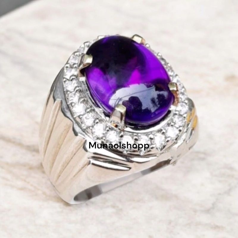 Cincin Batu Kecubung Ungu Kualitas Super