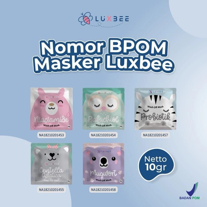 MASKER WAJAH LUXBEE / WASH OF MASK LUXBEE BPOM✅️