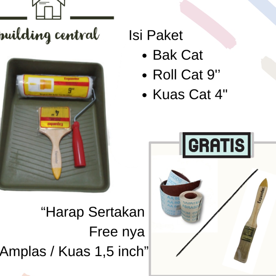 Ekstra Paket Alat Pertukangan Untuk Cat Tembok Rumah Murah Free Amplas atau Kuas cat