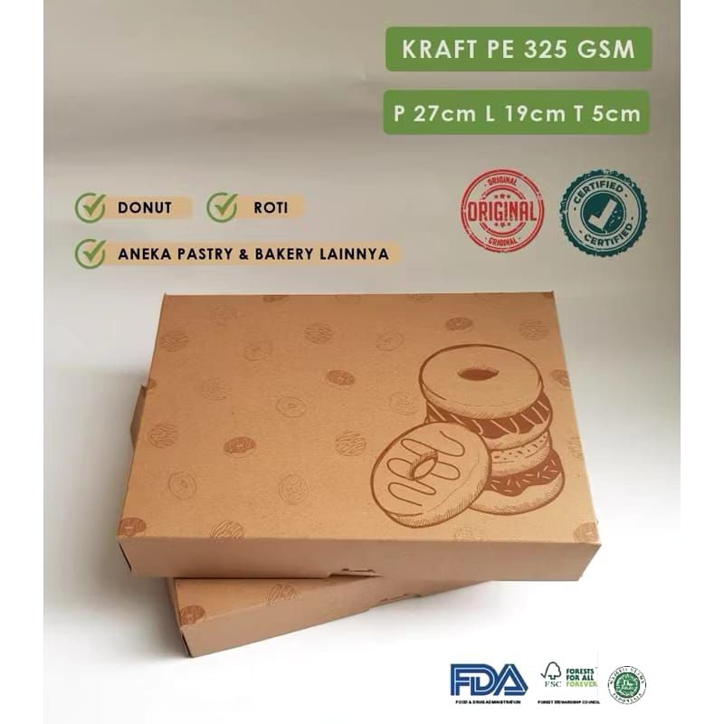 

Box Donut Kraft Kotak Donat isi 6 Dus Roticoklat Kemasan Kue Isi 10 pcs