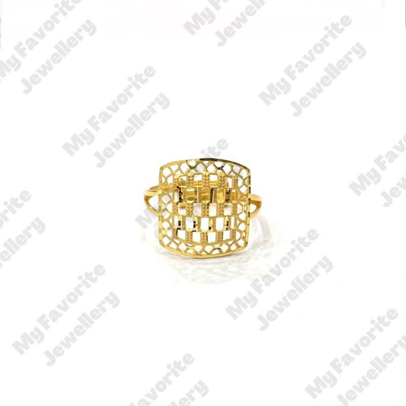 Cincin Adjustable Kerawang Kotak EMAS ASLI Kadar 700