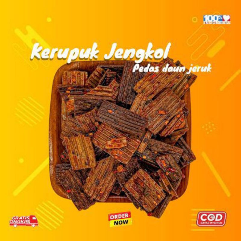 

KERUPUK JENGKOL PEDAS DAUN JERUK KEMASAN 500GRM