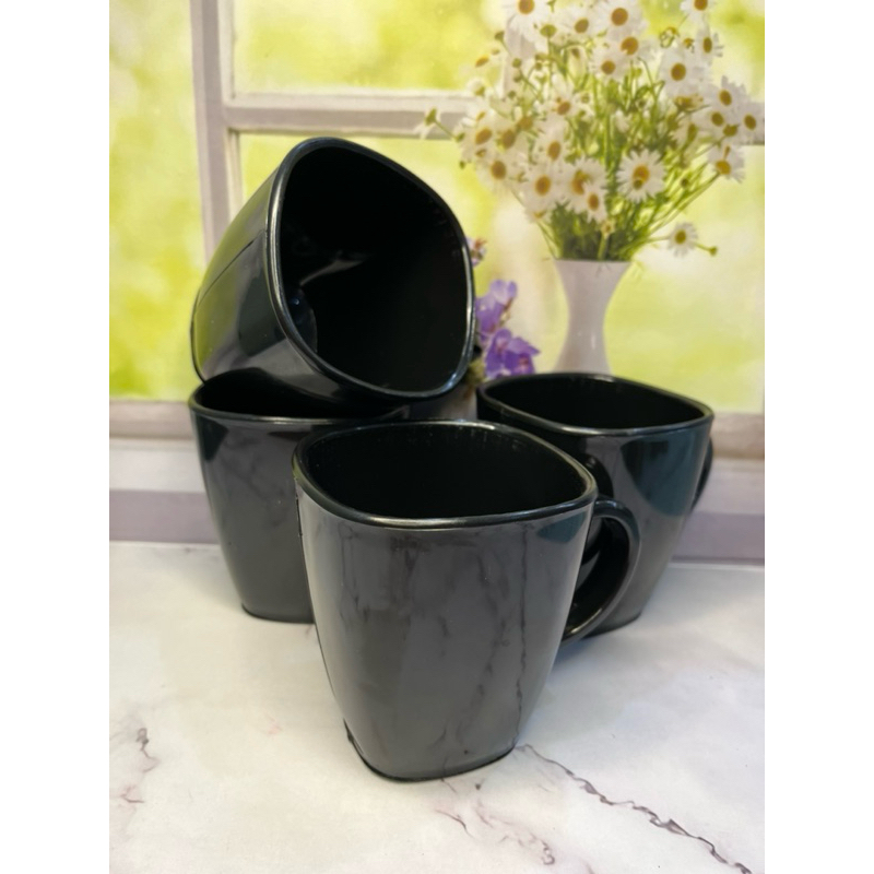 CANGKIR MELAMIN HITAM 12PCS