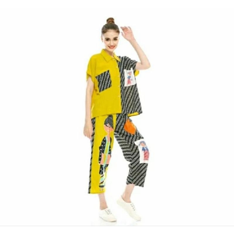 ONE SET TEJO KEPANG SEMERBAK BATIK ORI SETELAN WANITA KEKINIAN 2024 SETELAN WANITA TERBARU Atasan Ce