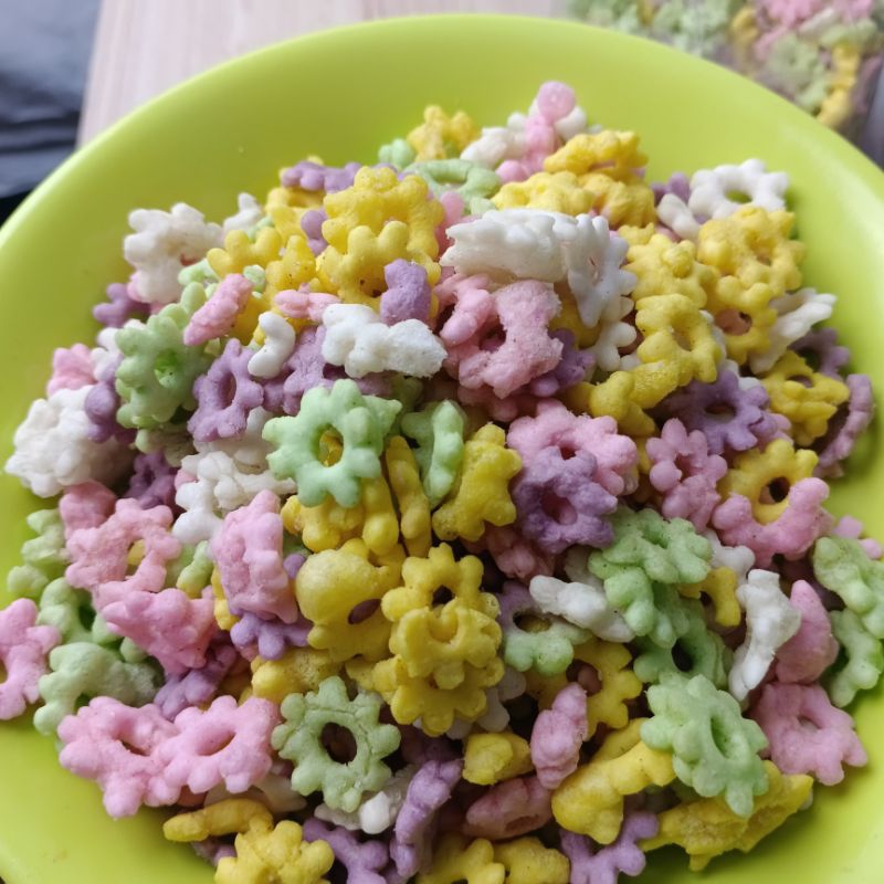 

Cemilan salome warna warni pastel kembang ribut 500 gr