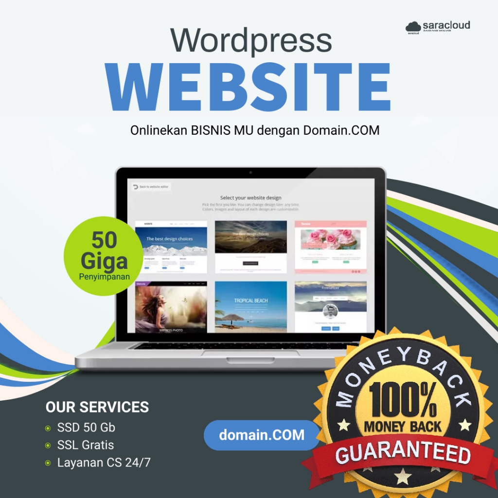 Domain dot COM + WordPress Hosting Per Tahun