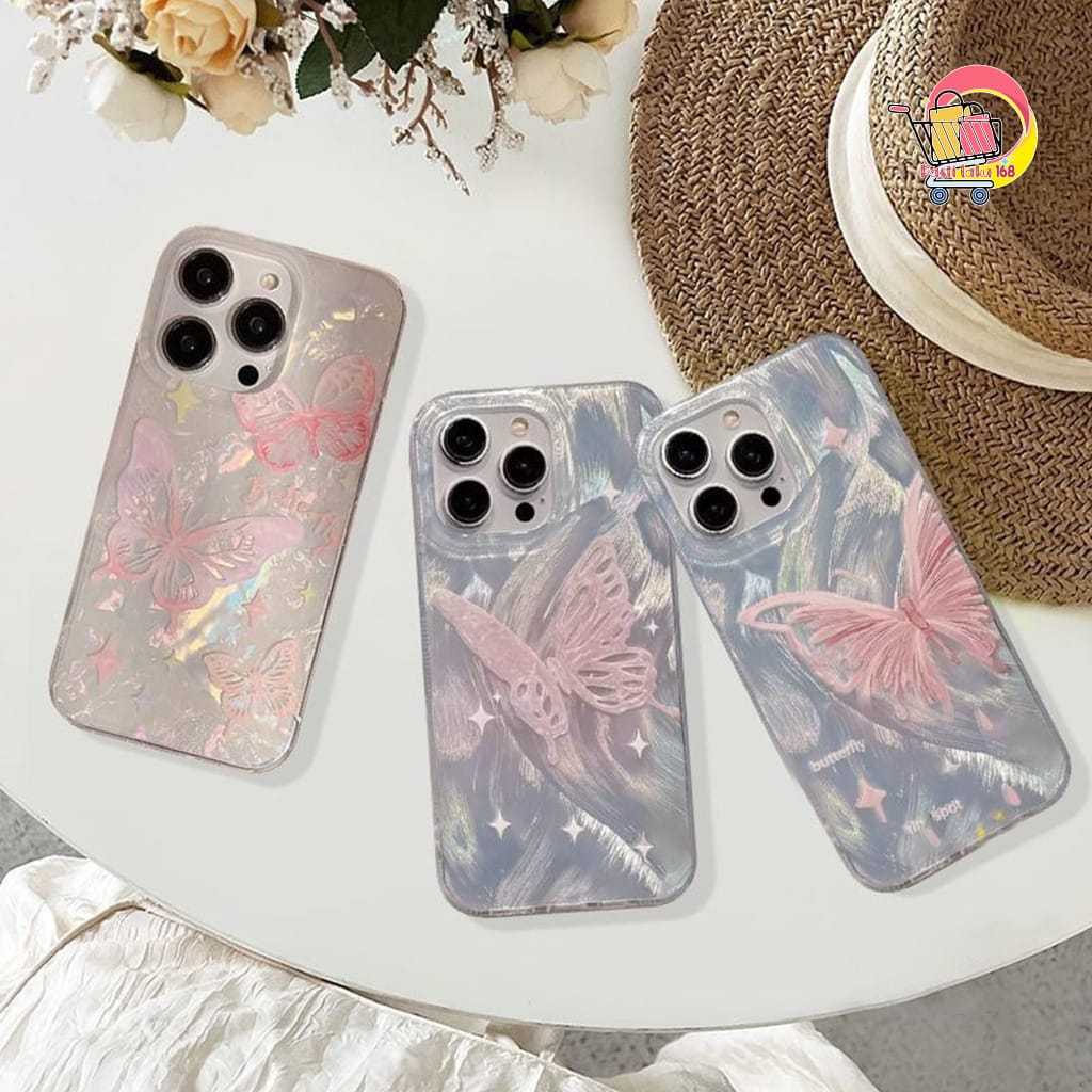 SS945 New Clarity Swirl Case Pink Butterfly Hardcase Casing Hp Compatible for IPHONE 7G 8G 7+ 8 PLUS