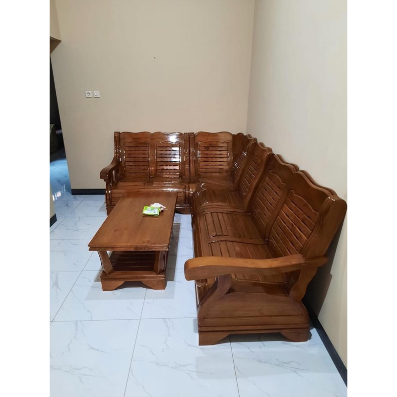 Kursi sudut gajah/Kursi Tamu Sudut Minimalis Jati