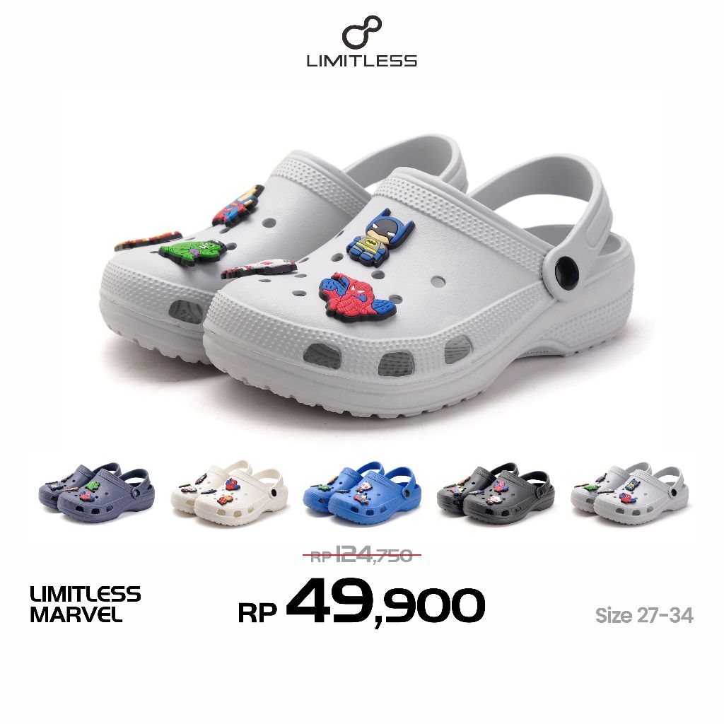 LIMITLESS MARVEL Sandal Selop Anak Laki Laki Eva Terbaru Sendal Slip On Anak Cowok Lucu – Size 27–36