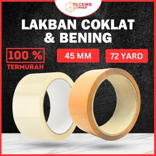 

Lakban Bening Coklat 2 Inch 72 Yard Plakban Bening Coklat 45MM 2” Inci 72Yard