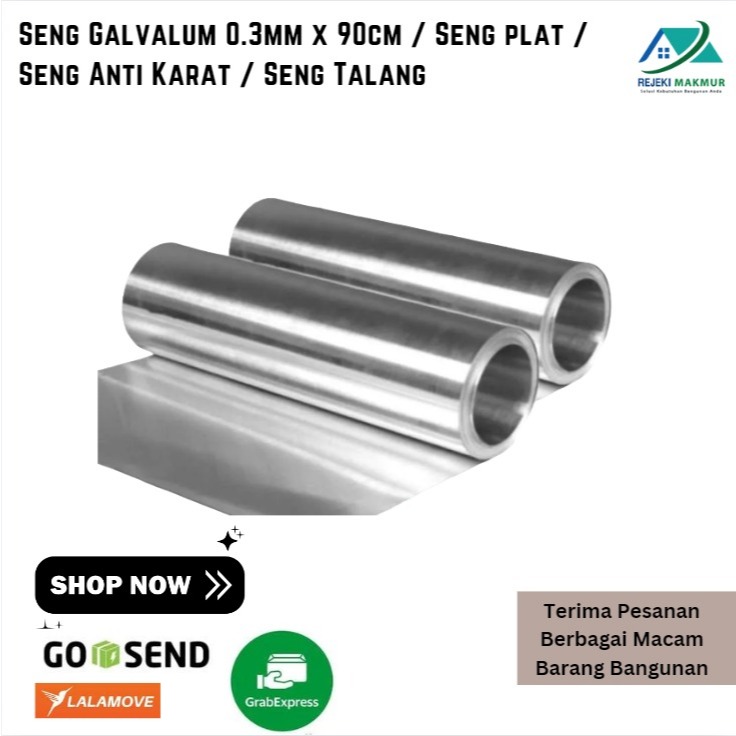 Seng Galvalum 0.3mm x 90cm / Seng plat / Seng Anti Karat / Seng Talang