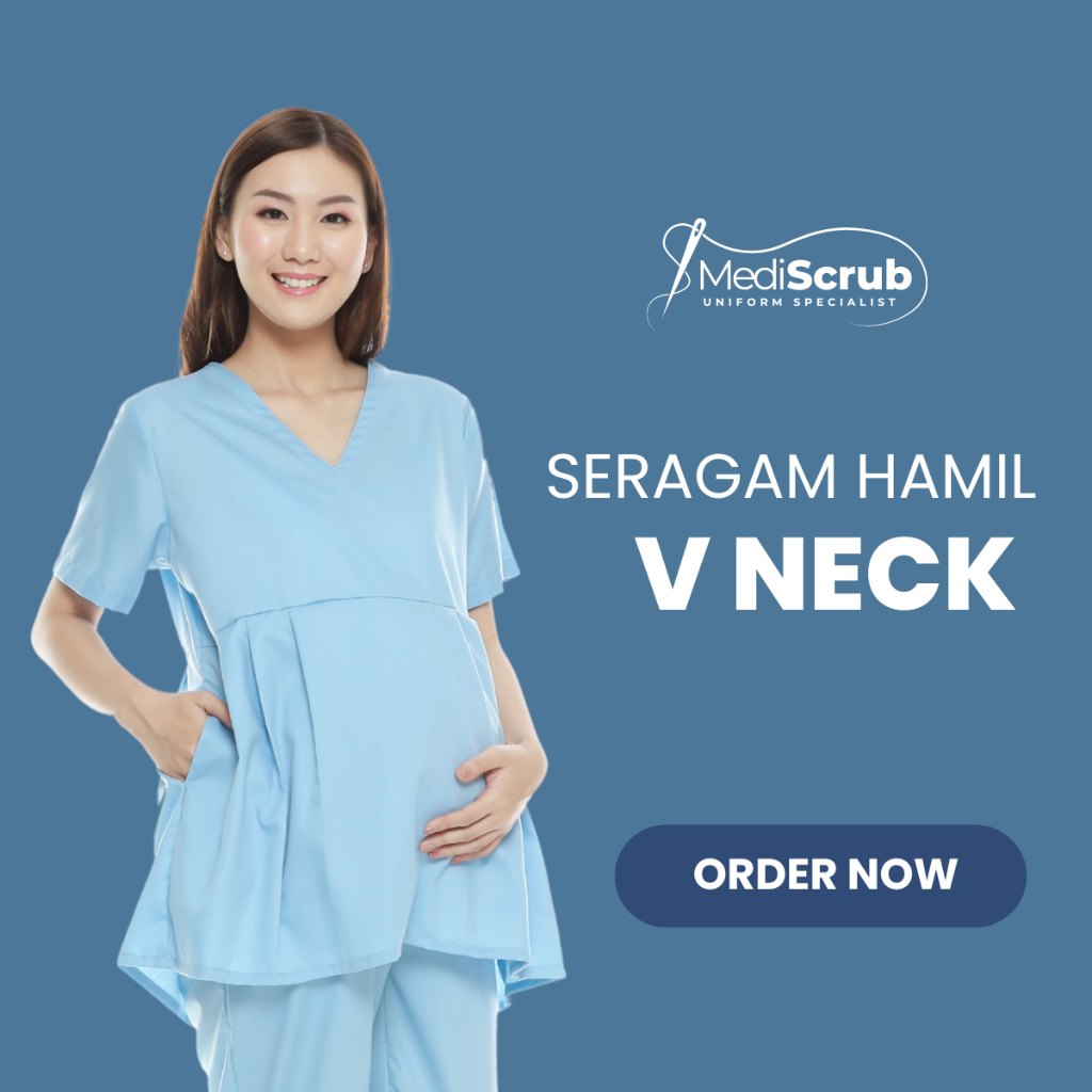 MEDISCRUB - Baju Jaga Hamil Kerah V Lengan Pendek Vanessa Scrub Set
