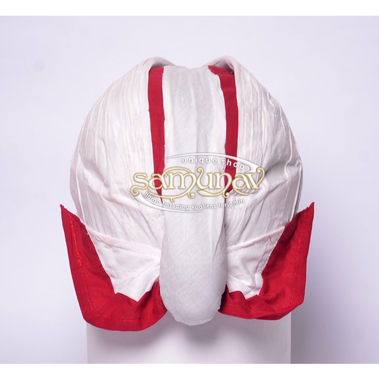 Blangkon Jogja Mataram Putih Lis Merah